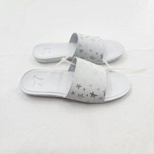 GOATS Big Girl's Size 2 White/Silver The Slide K Star Print Slide Sandals